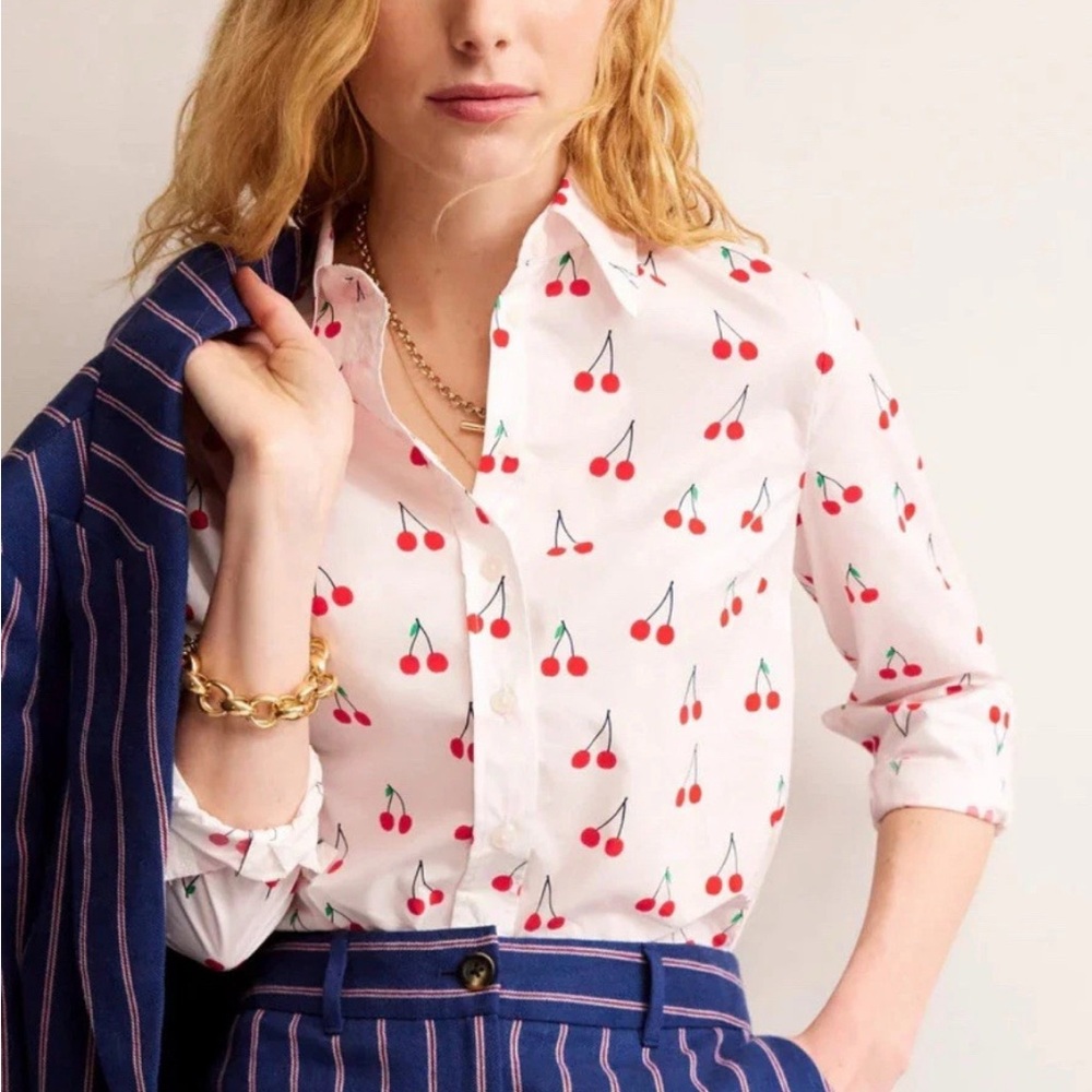 Boden Sienna Cotton Shirt Cherry Vine